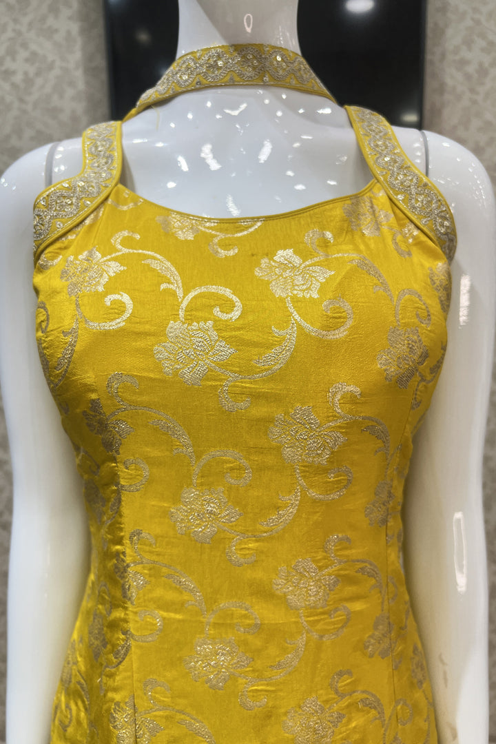 Yellow Banaras, Zari and Sequins work Palazzo Suit Set