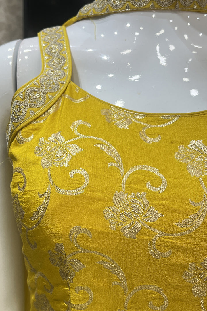 Yellow Banaras, Zari and Sequins work Palazzo Suit Set