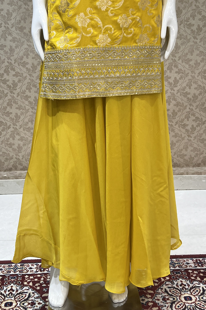 Yellow Banaras, Zari and Sequins work Palazzo Suit Set