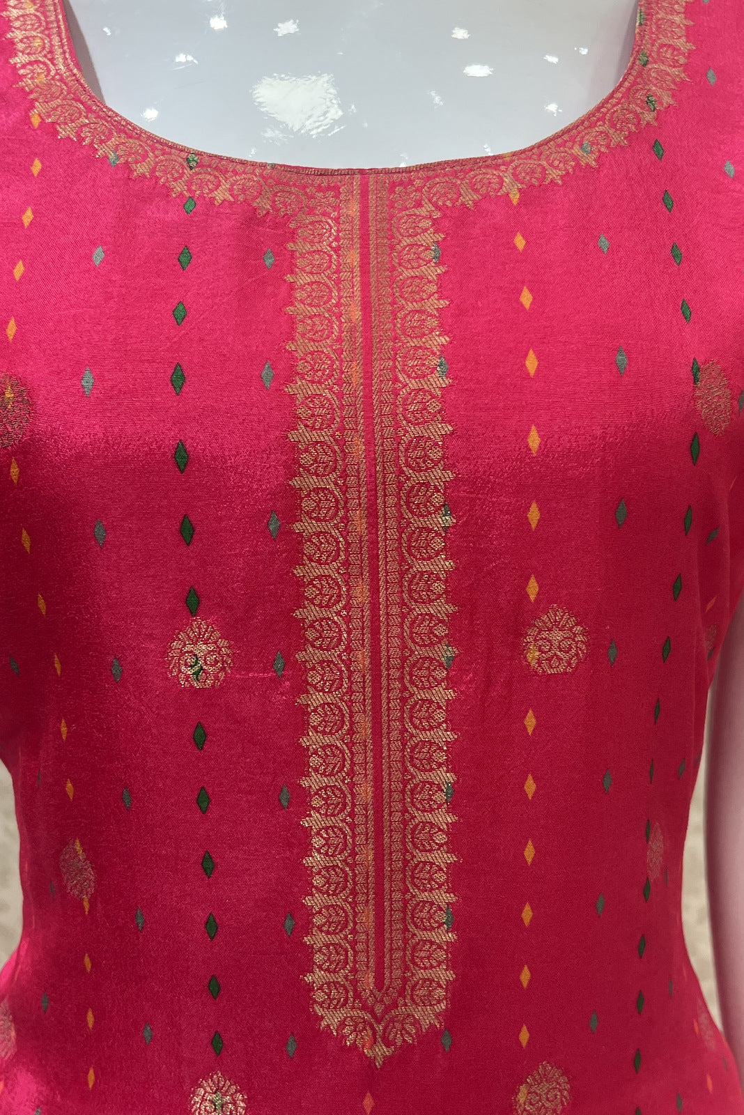 Pink Banaras work with Digital Print Straight Cut Salwar Suit