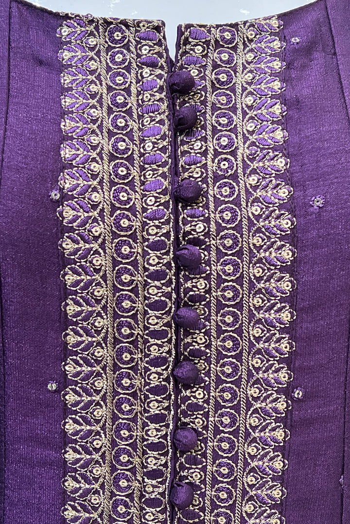 Purple Zari, Thread and Sequins work Anarkali Style Salwar Suit