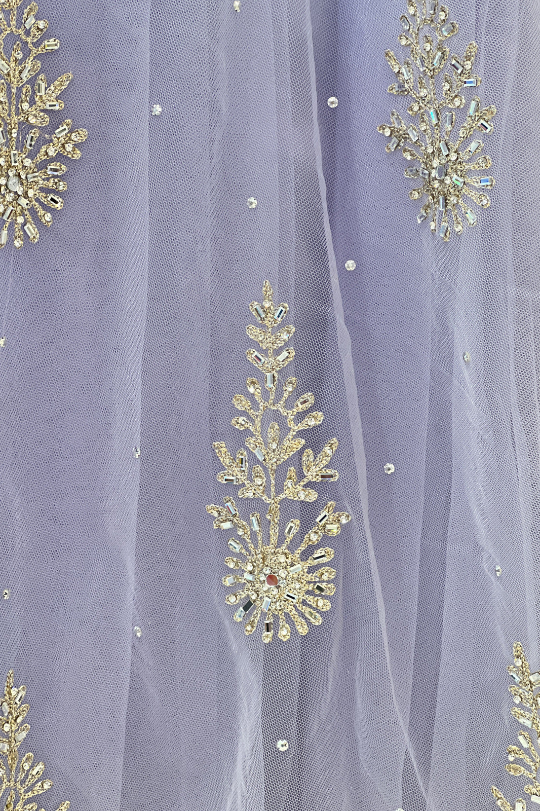 Lavender Mirror, Stone and Zari work Bridal and Partywear Gown