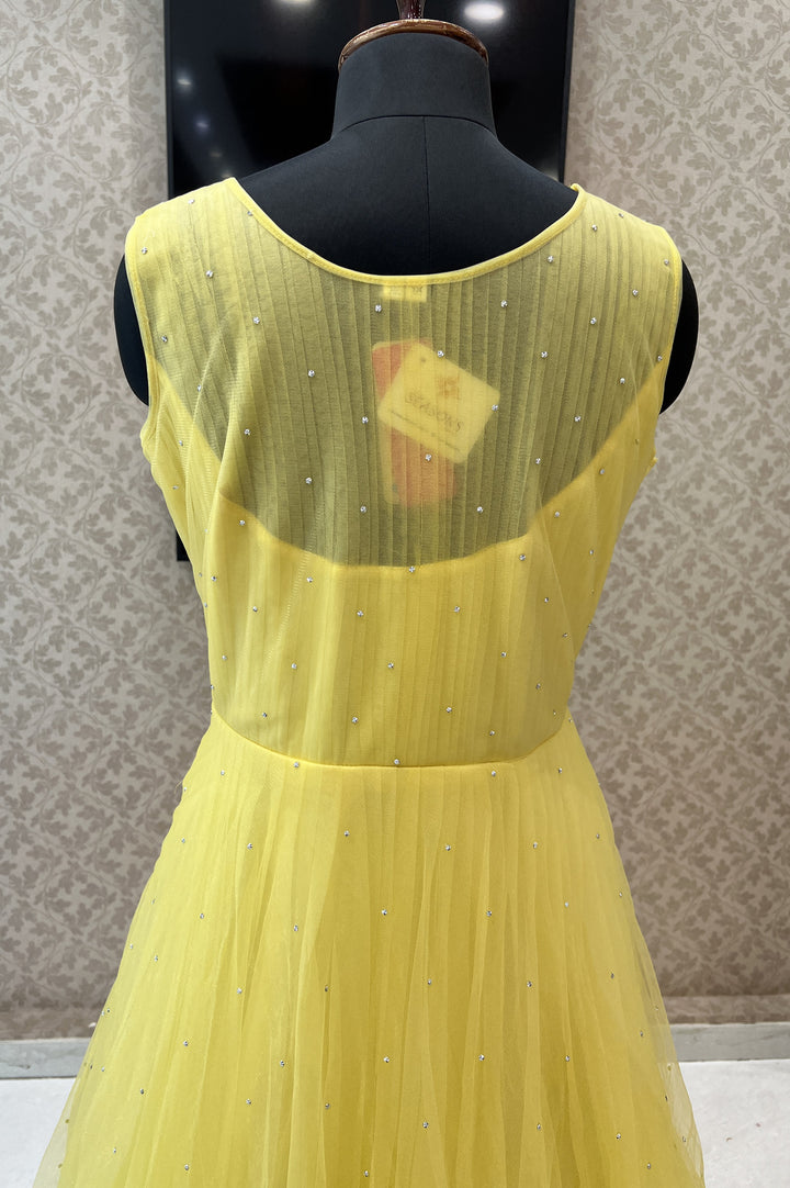 Yellow Sequins, Stone and Beads work Bridal and Partywear Gown