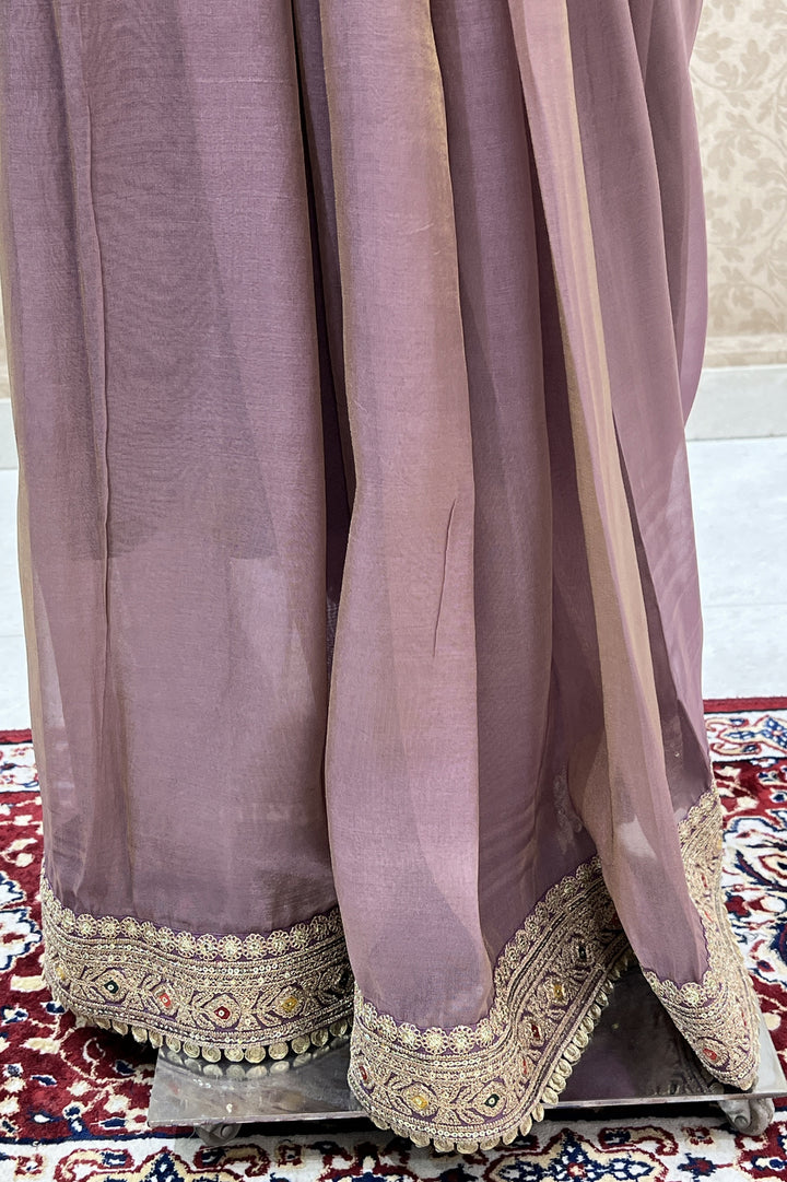 Lavender Multicolor Thread Banaras, Sequins and Zari work Saree