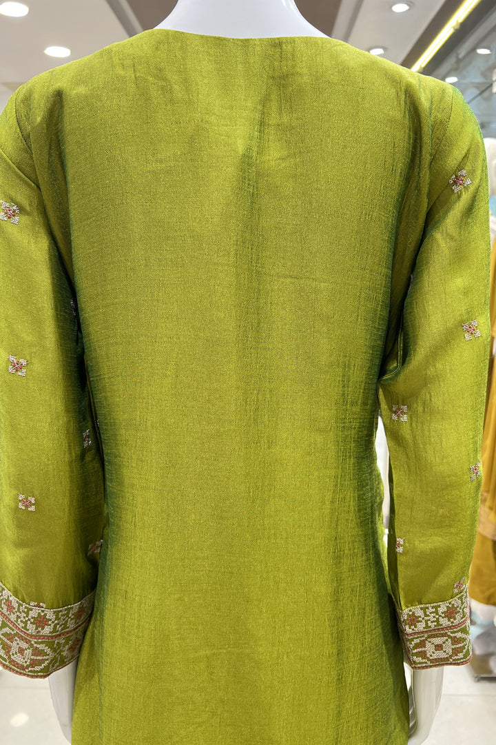 Mehendi Green Sequins and Zari Thread work Straight Cut Salwar Suit