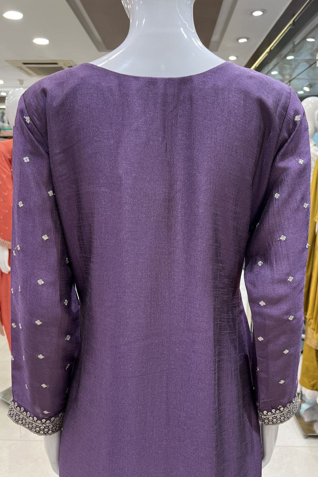 Purple Zari, Thread and Sequins work Straight Cut Salwar Suit