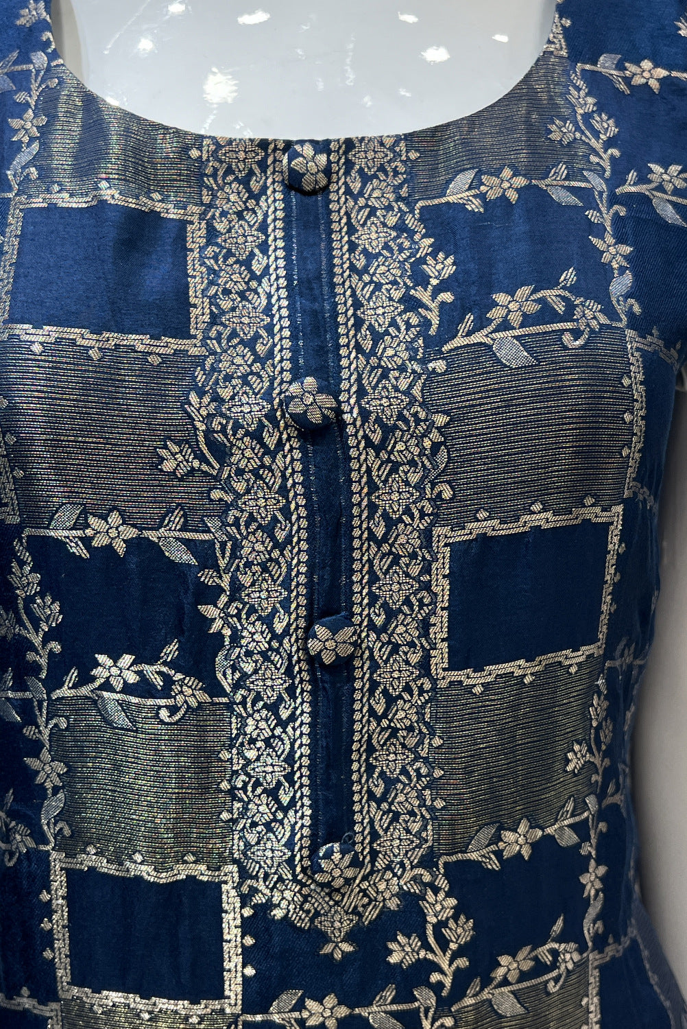 Peacock Blue Banaras work Straight Cut Salwar Suit