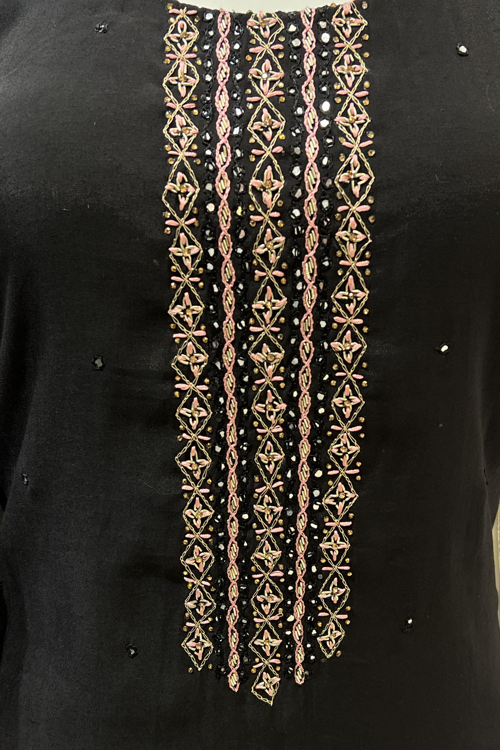 Black Thread, Stone and Sequins work Straight Cut Salwar Suit