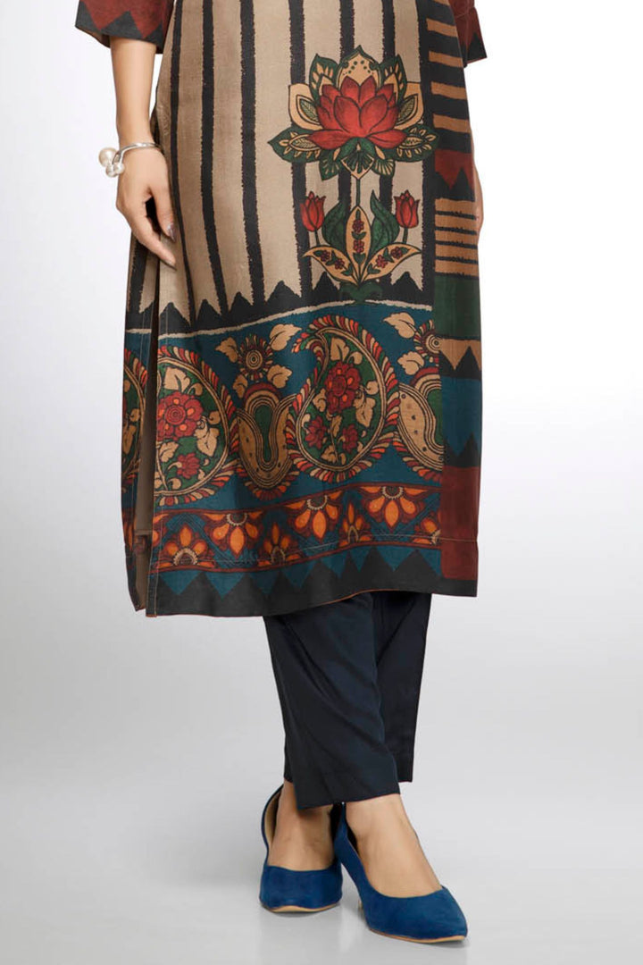 Grey Digital and Floral Printed Kurta