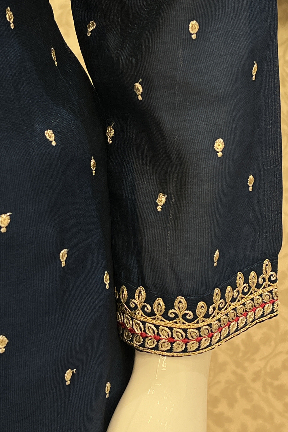 Royal Blue Sequins, Zari and Thread work Straight Cut Salwar Suit