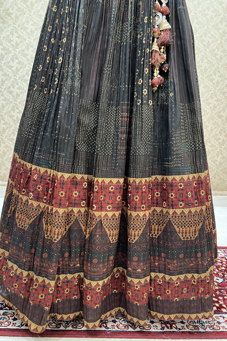 Multicolor Digital Print and Sequins work Crop Top Lehenga