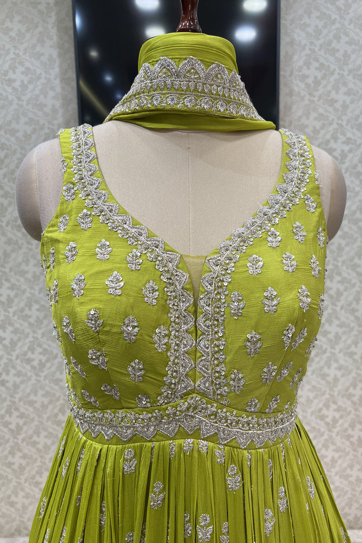 Liril Green Zari, Sequins, Stone and Thread work Floor Length Anarkali Suit