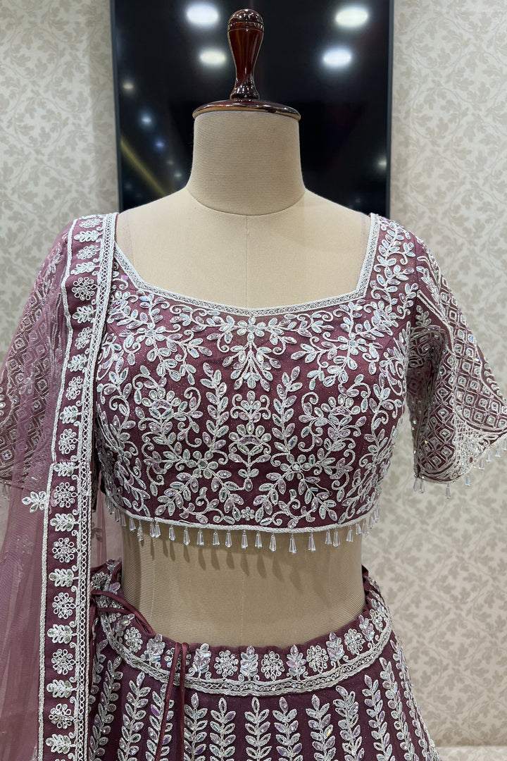 Onion Beads, Zari Thread and Stone work Crop Top Designer Bridal Lehenga