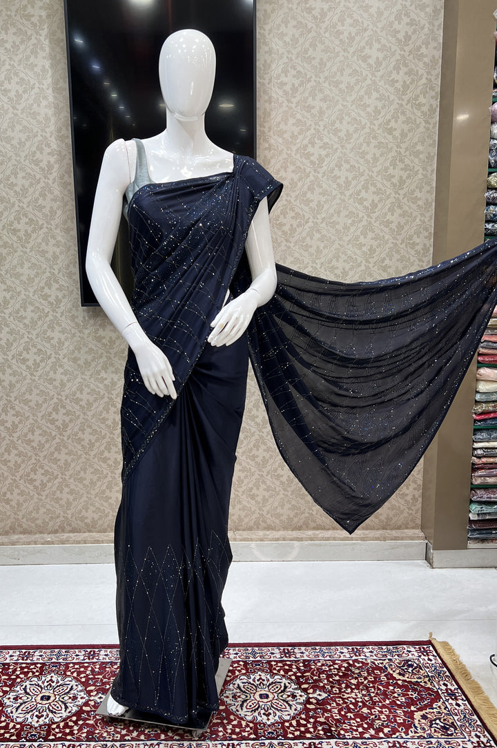 Navy Blue Stone work Saree