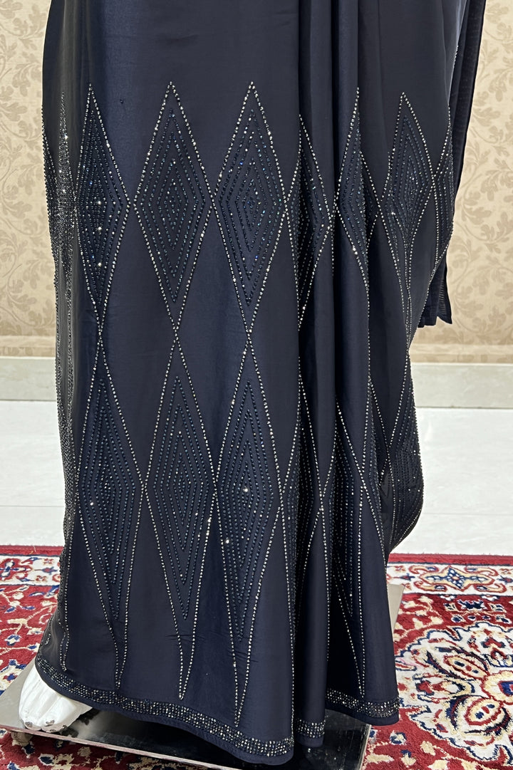 Navy Blue Stone work Saree