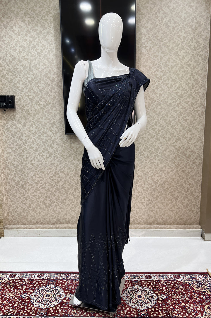 Navy Blue Stone work Saree