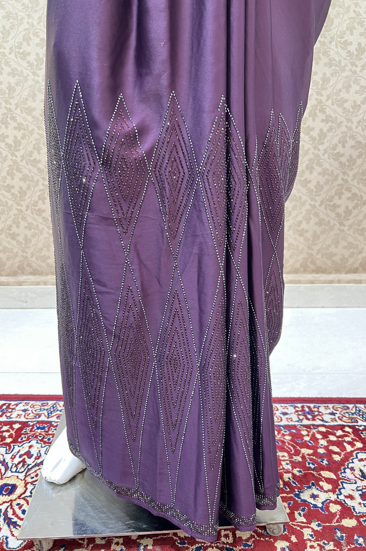 Wine Stone work Saree