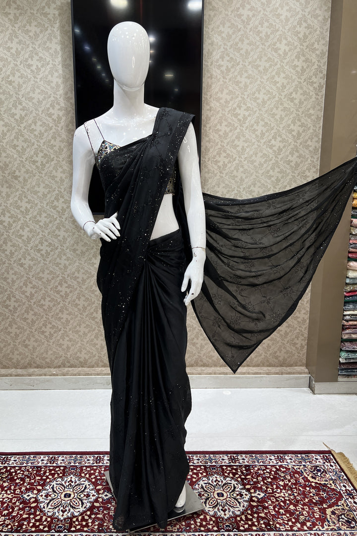 Black Stone work Saree