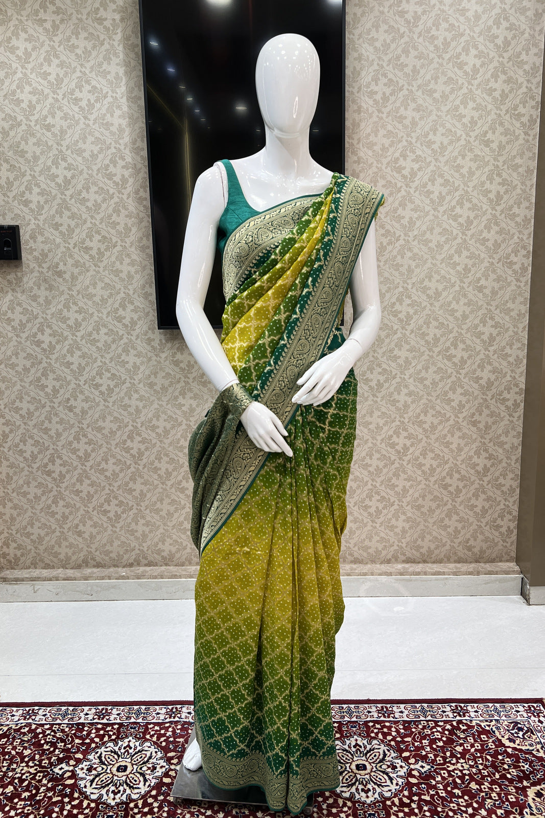 Multicolor Banaras work with Bandini Print Saree