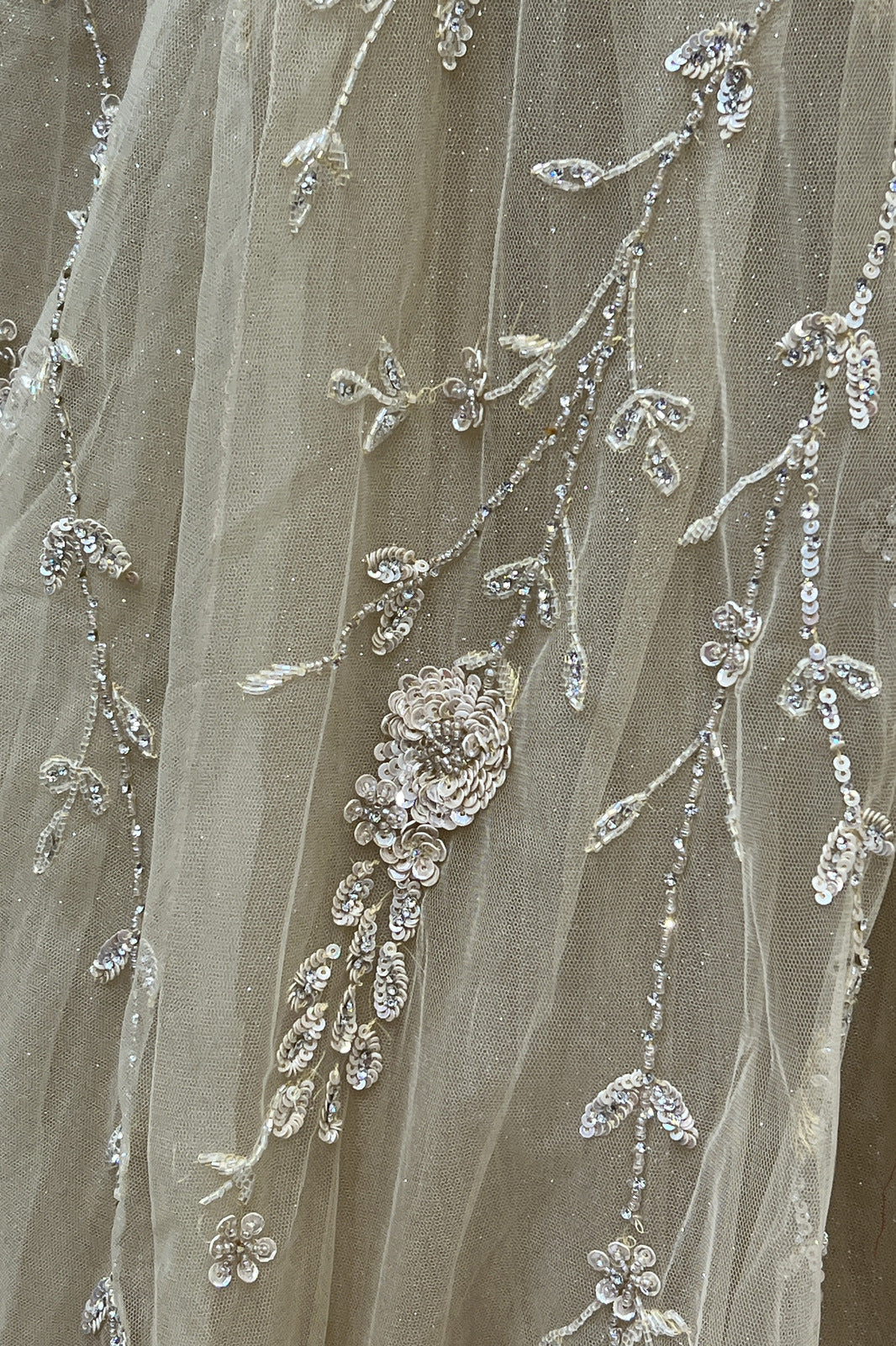 Gold Stone, Sequins and Beads work Bridal and Partywear Gown