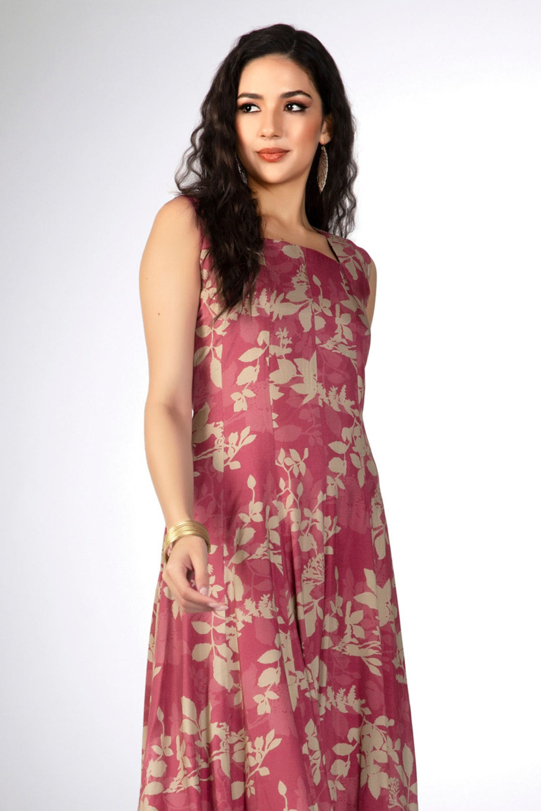 Onion Pink Digital Print Anarkali Styled Kurti