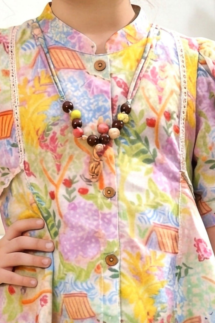 Liril Green Multicolor Digital Print Top and Palazzo Set for Girls