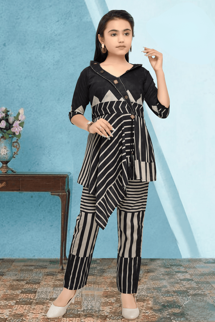 Blue with Grey Printed Co-ord Set for Girls - Seasons Chennai