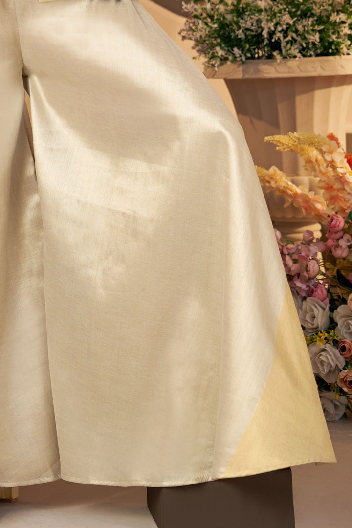 Beige Sequins, Zari and Beads work Palazzo Salwar Suit