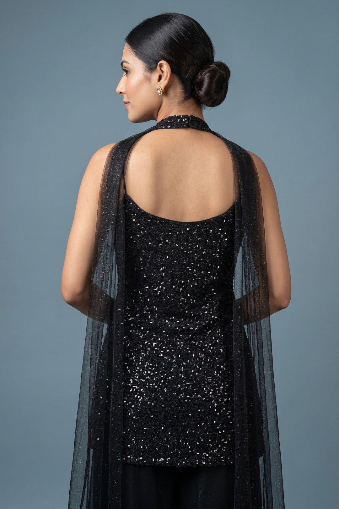 Black Sequins and Stone work Palazzo Salwar Suit