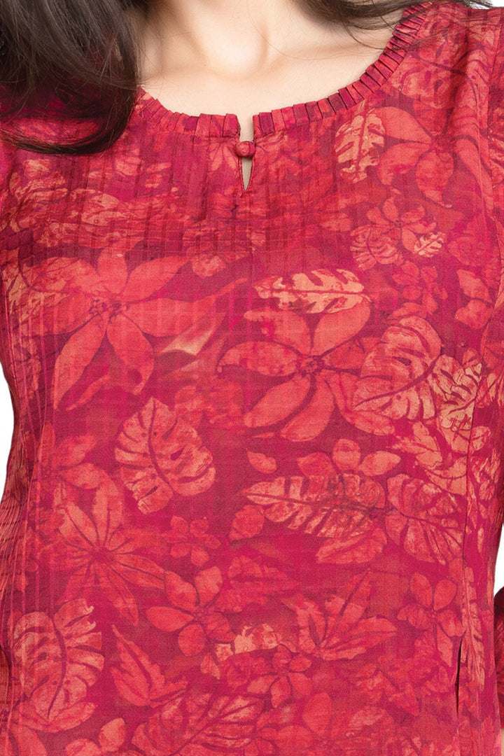 Red Digital Print Short Kurti