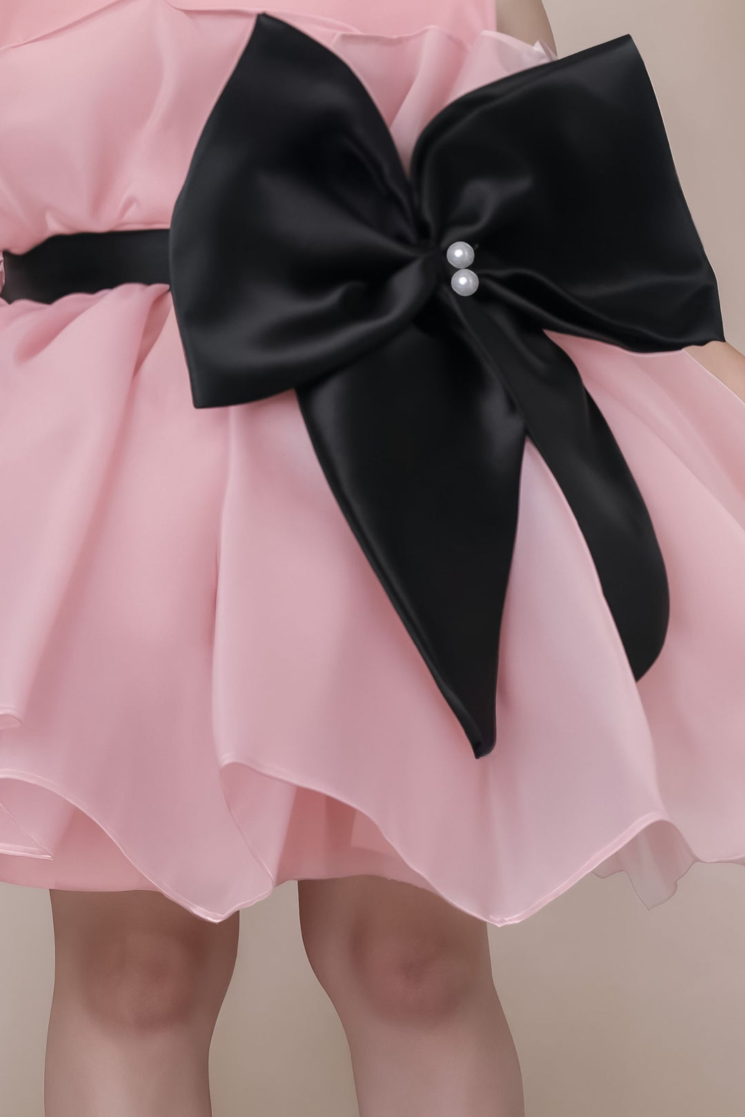 Peach Partywear Short Frock for Girls
