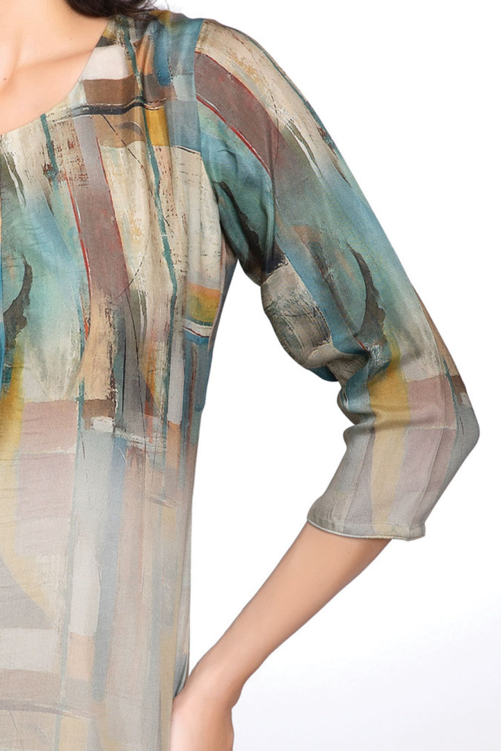 Beige Multicolor Digital Print Short Kurti