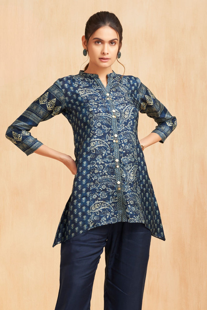 Navy Blue Digital Print Cord Set