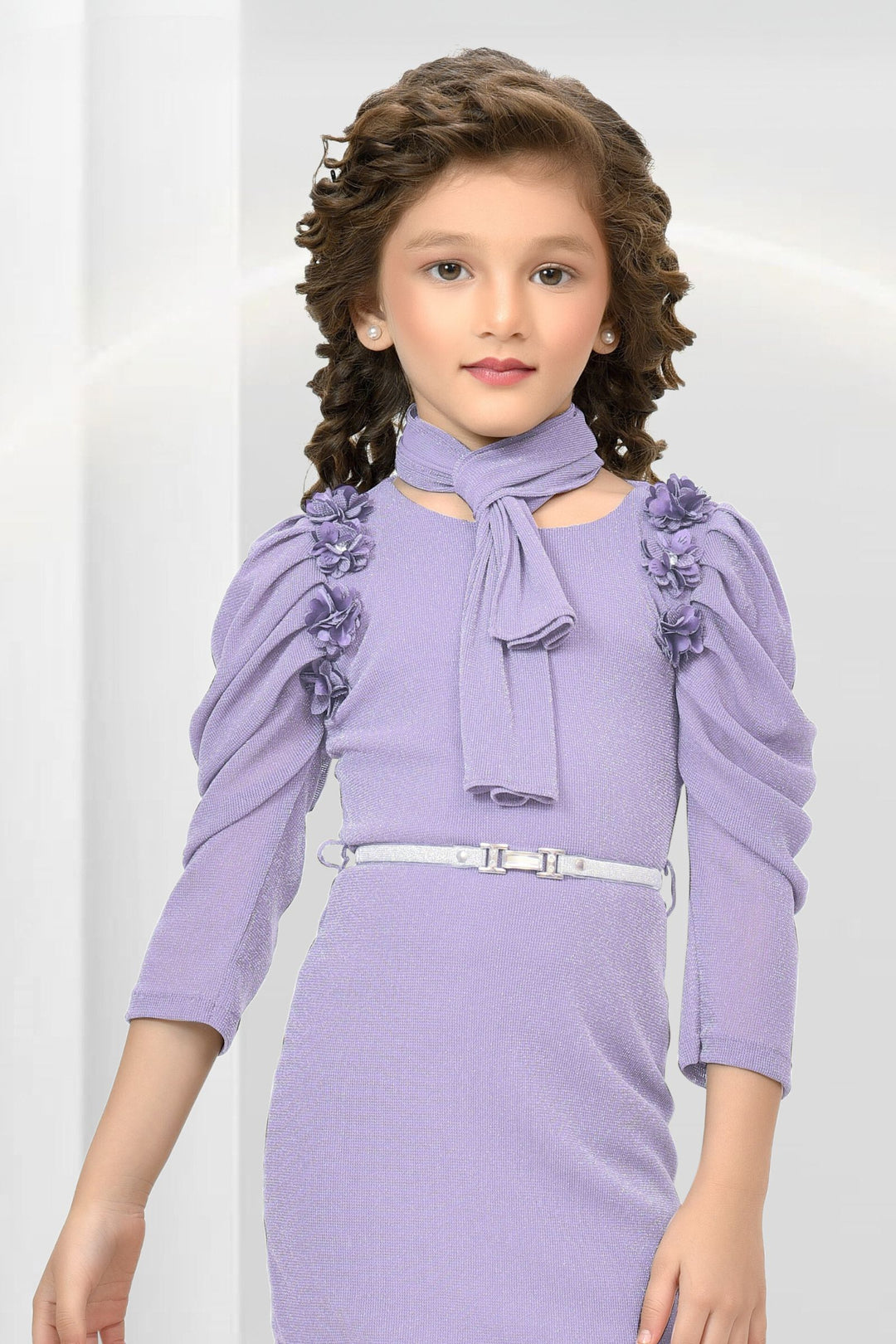 Lilac Western Style Short Frock for Girls