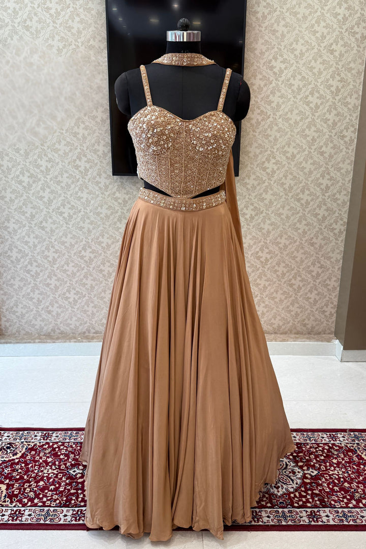 Chiku Beads and Sequins work Crop Top Lehenga