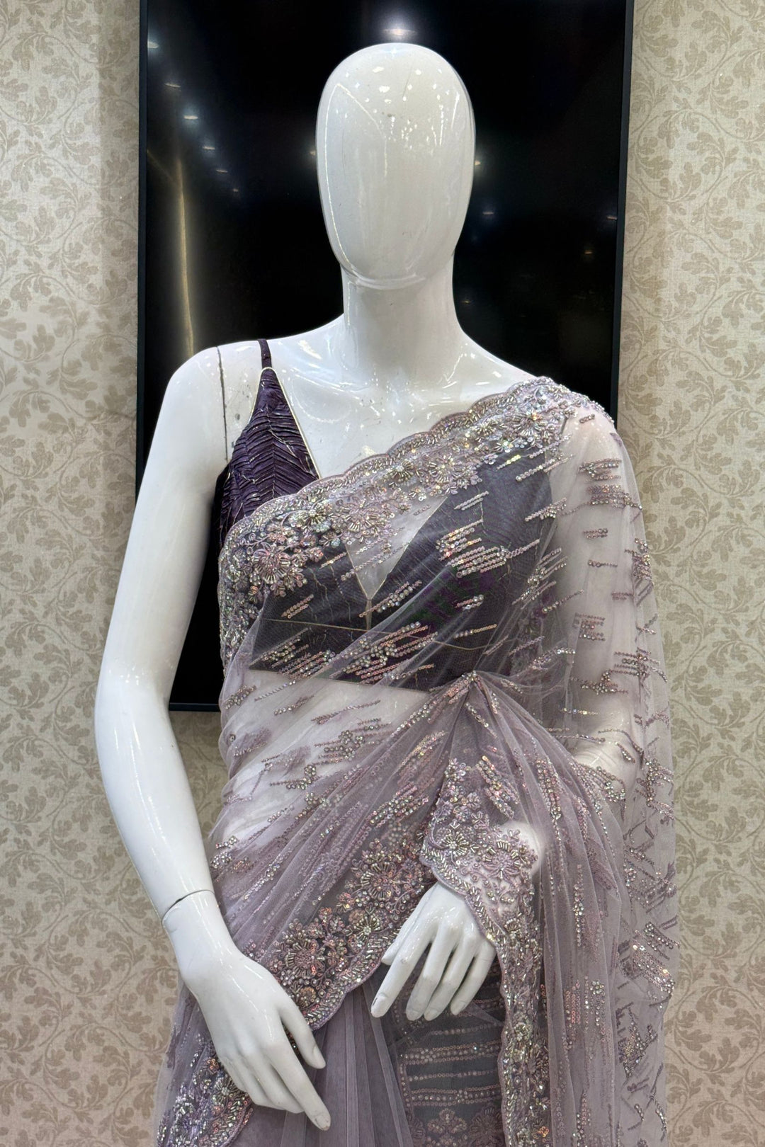 Premium Party Wear Net Saree with Heavy Embellished Border