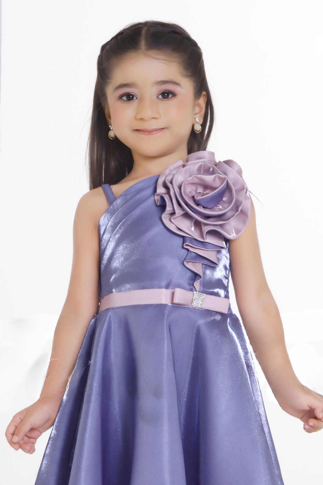 Flint Purple Short Partywear Frock for Girls