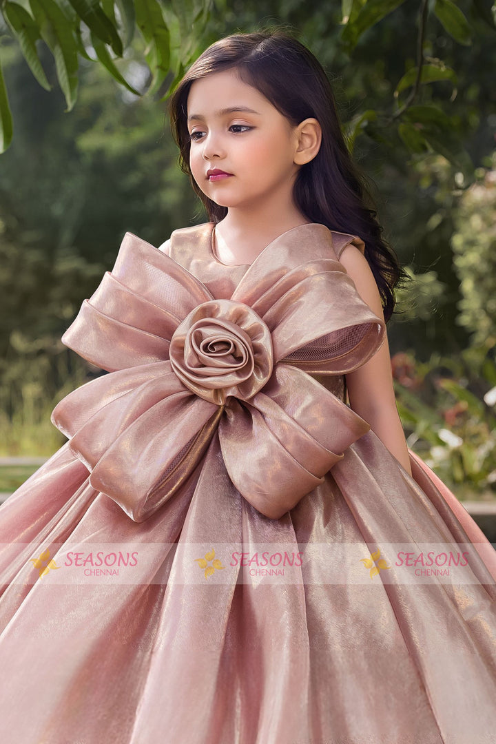 Rose Gold Long Party Frock for Girls