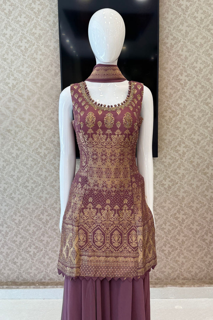 Elegant Palazzo Set with Intricate Stone, Beads and Banaras