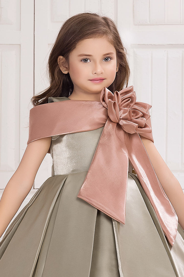 Pista Green Short Partywear Frock for Girls