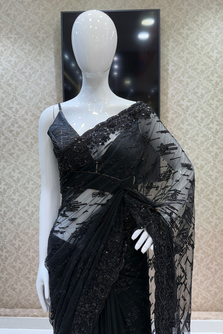 Premium Party Wear Net Saree with Heavy Embellished Border
