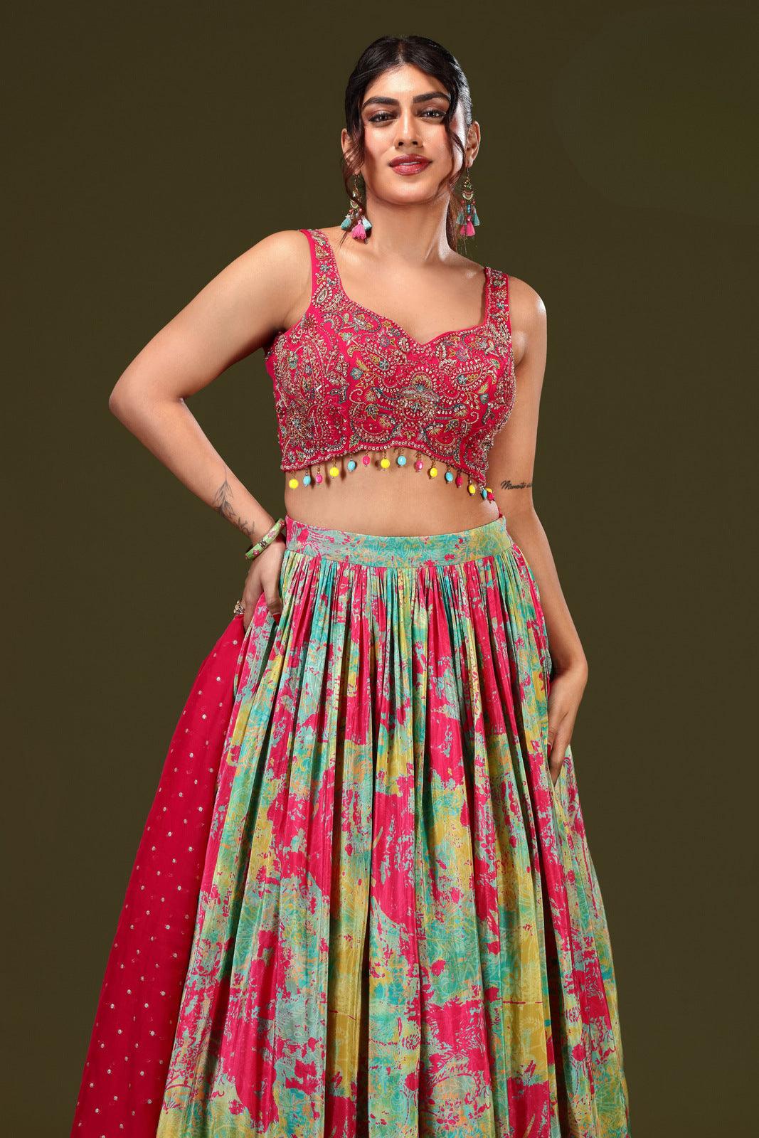 Buy 50/XL-2 Size Floral Boat Neck Lehenga Choli Online for Women in USA