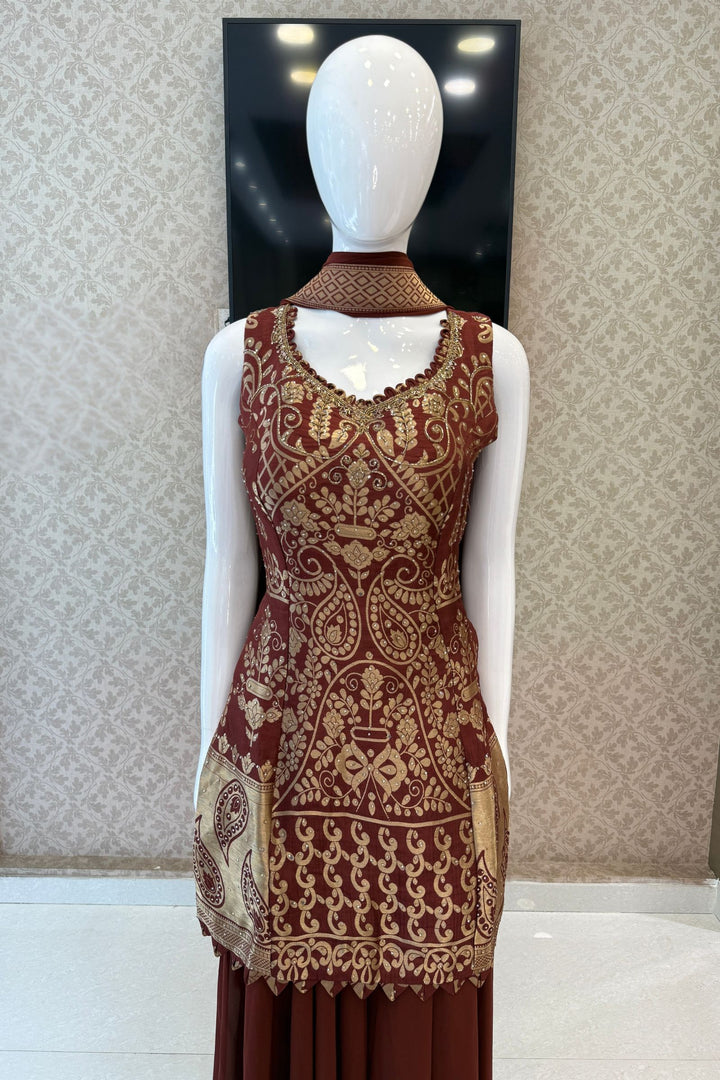 Elegant Palazzo Set with Intricate Stone, Beads and Banaras