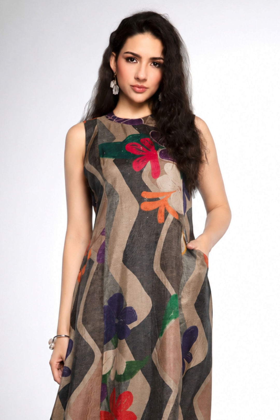 Multicolor Digital Print Anarkali Styled Kurti