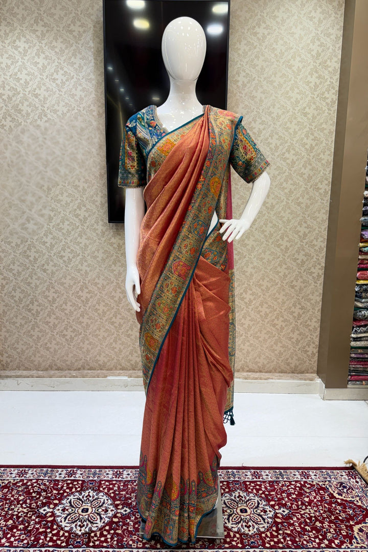 Rani Pink Banaras work Saree