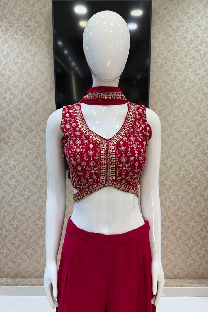 Rani Pink Sequins and Zari work Palazzo Suit Set