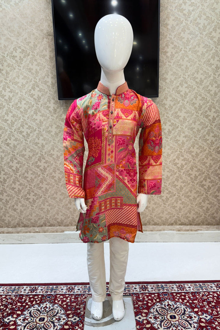 Multicolor Digital Print Kurta Set for Boys