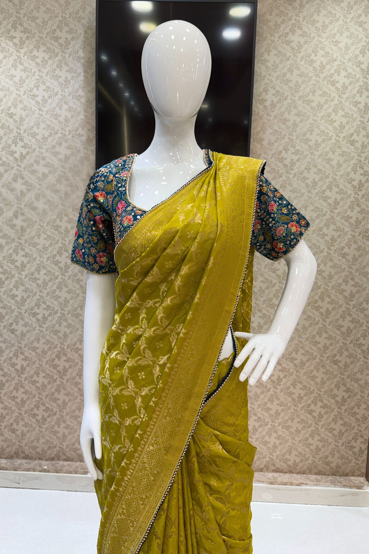 Liril Green Banaras work Saree