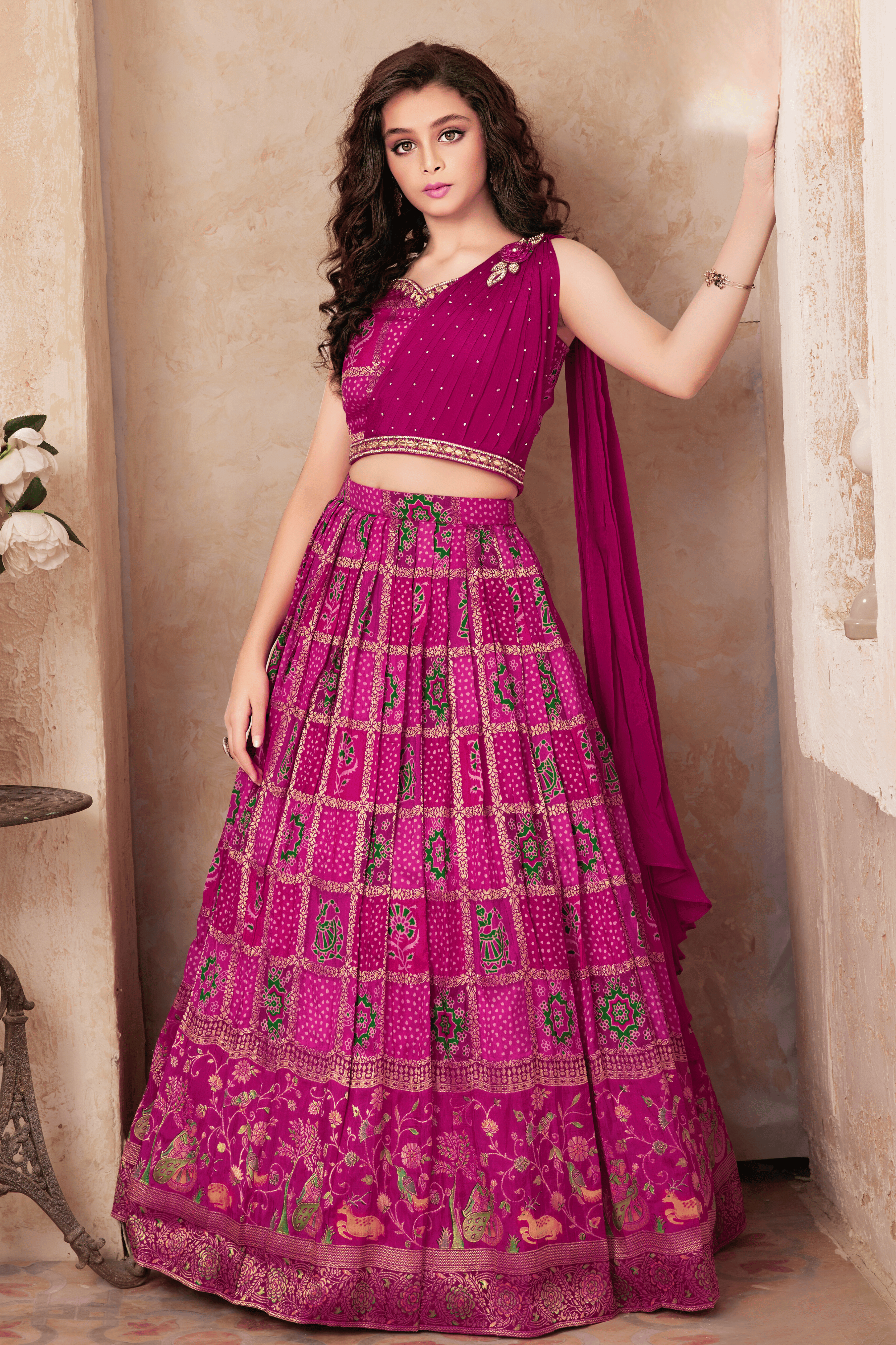 Rani Pink Color Georgette Fabric Sequins And Zari Work Lehenga For Ladies  at 7510.00 INR in Surat | Shobsha Fashions