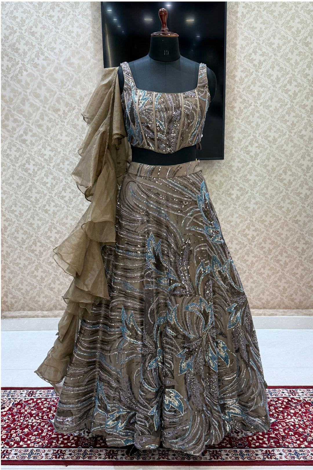 Designer Lehenga with Intricate Beads and Sequins work